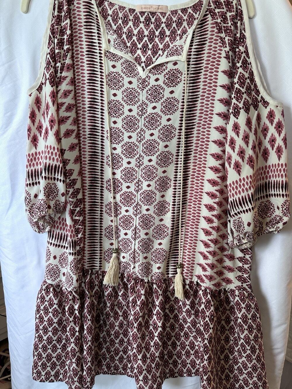 Gibson Latimer Cold Shoulder Boho Dress Medium Y2K